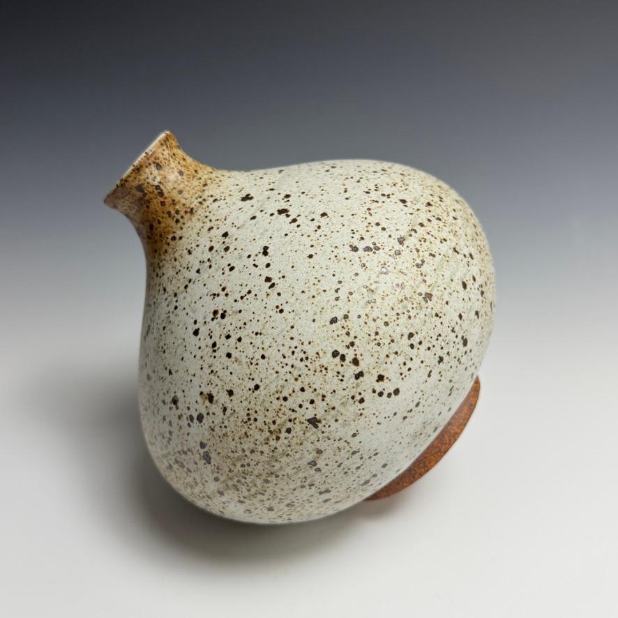 Contemporary Speckled White Flower Bottle by Jason Fox For Sale