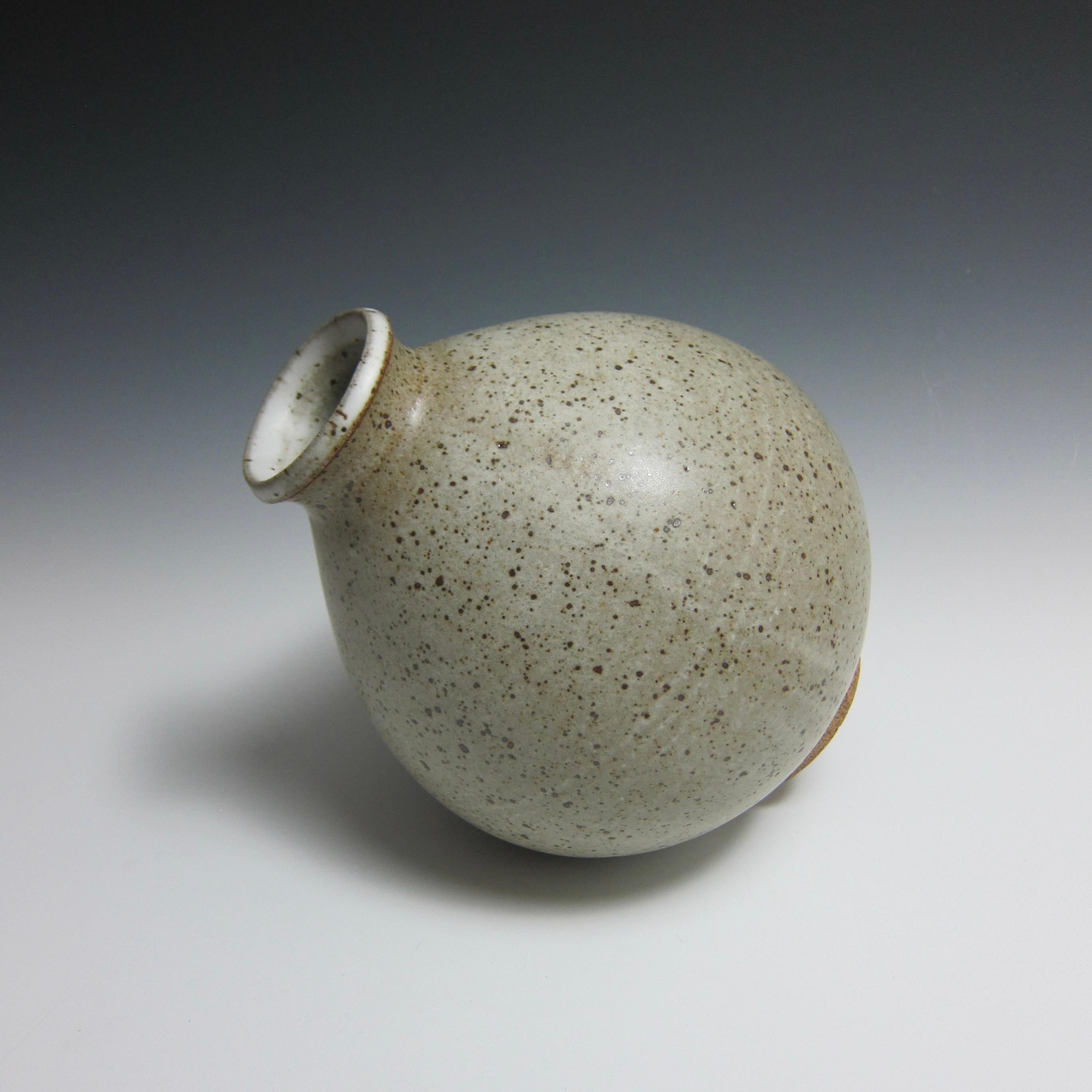 American Speckled White Flower Bottle / Ceramic Vase by Jason Fox For Sale
