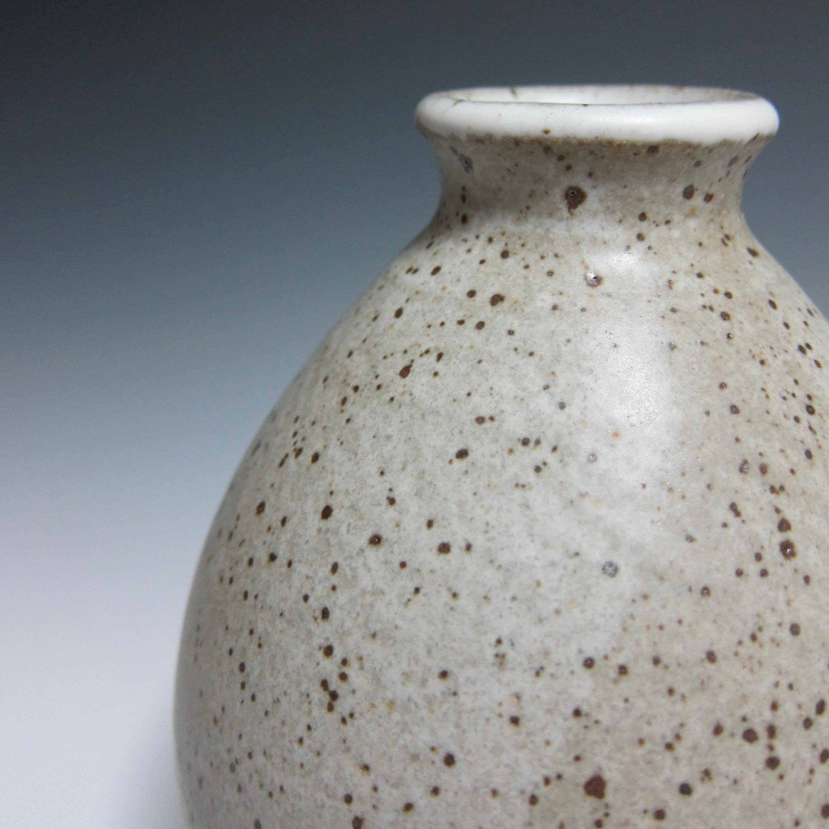 American Speckled White Flower Bottle / Ceramic Vase by Jason Fox For Sale