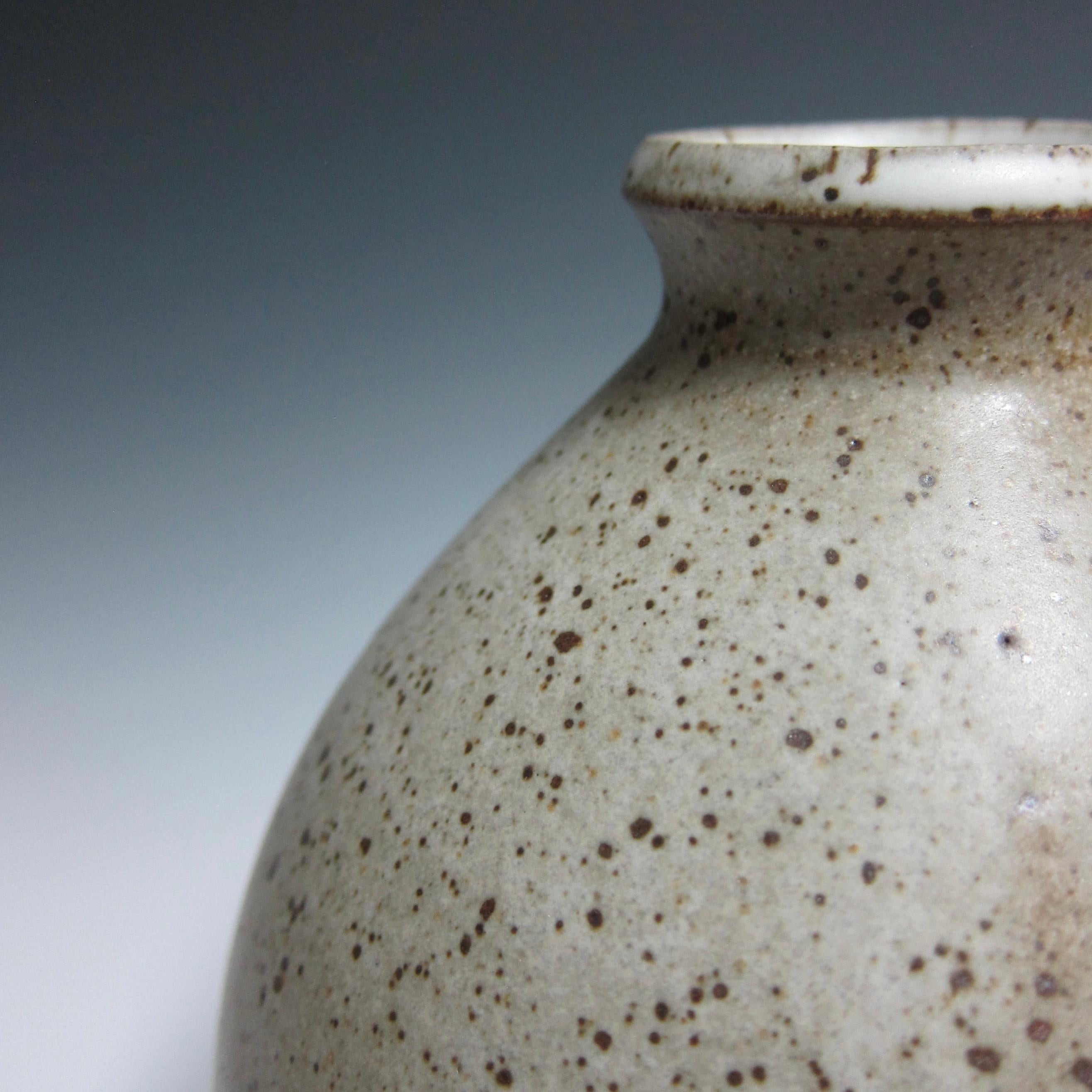 Hand-Crafted Speckled White Flower Bottle / Ceramic Vase by Jason Fox For Sale