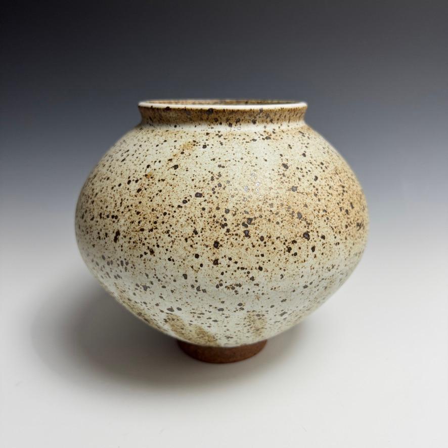Modern Speckled White Moon Jar by Jason Fox For Sale