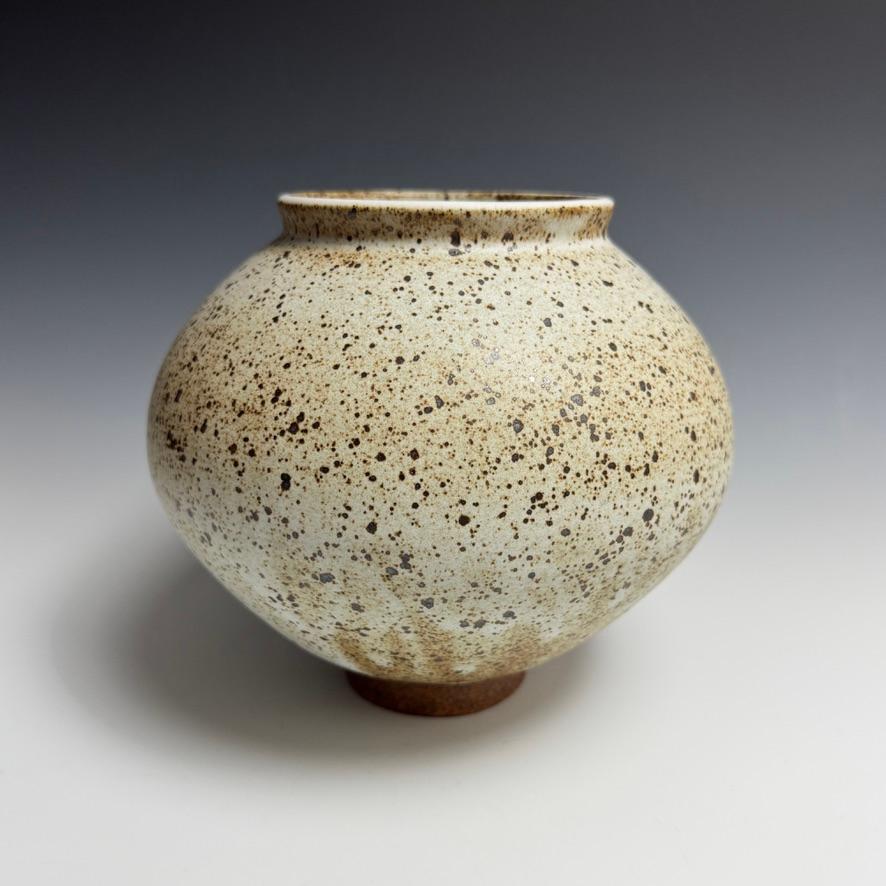 American Speckled White Moon Jar by Jason Fox For Sale