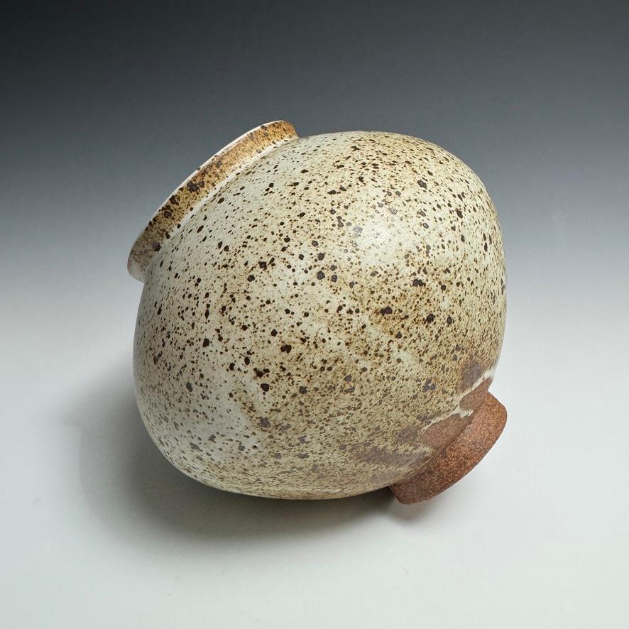 Contemporary Speckled White Moon Jar by Jason Fox For Sale