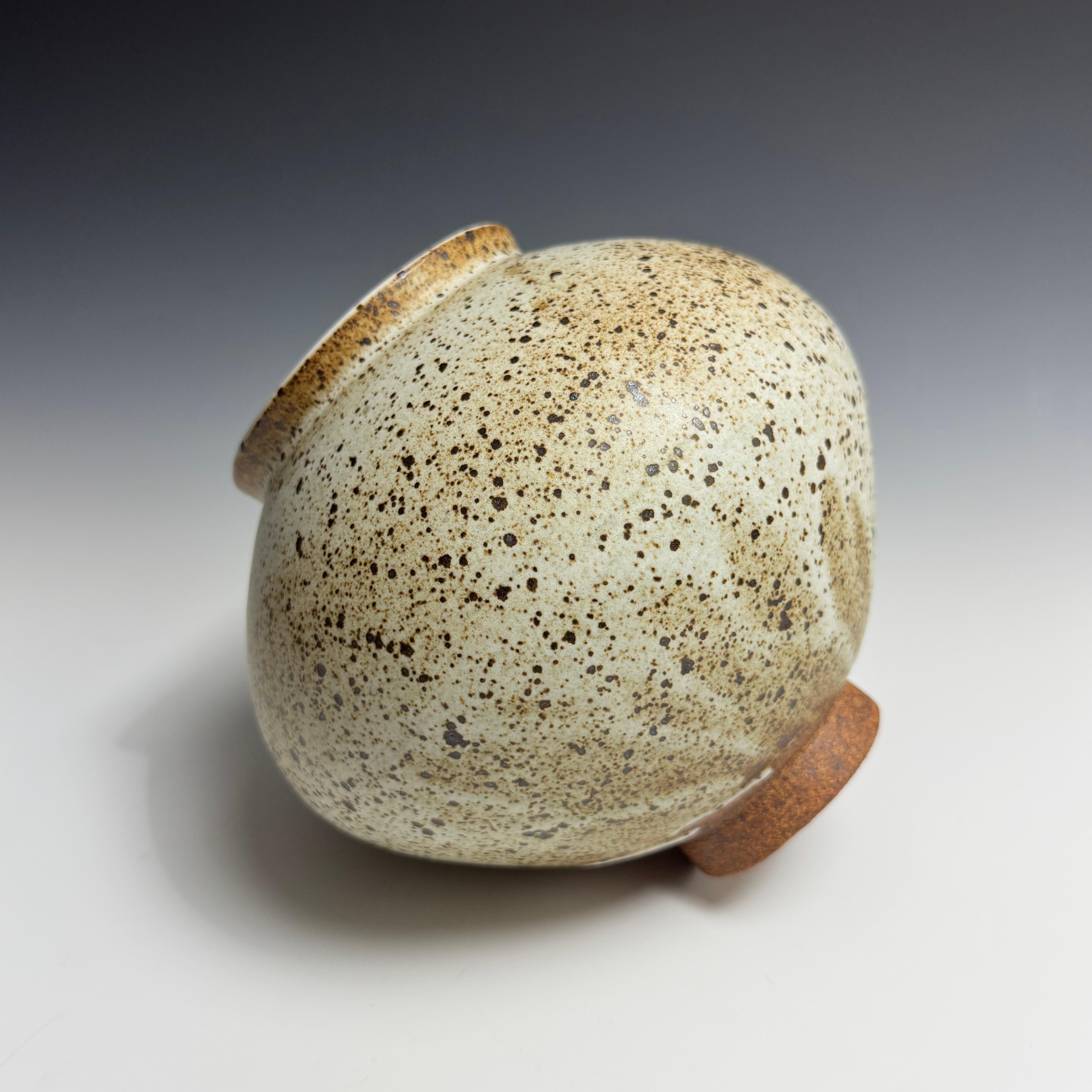 Ceramic Speckled White Moon Jar by Jason Fox For Sale