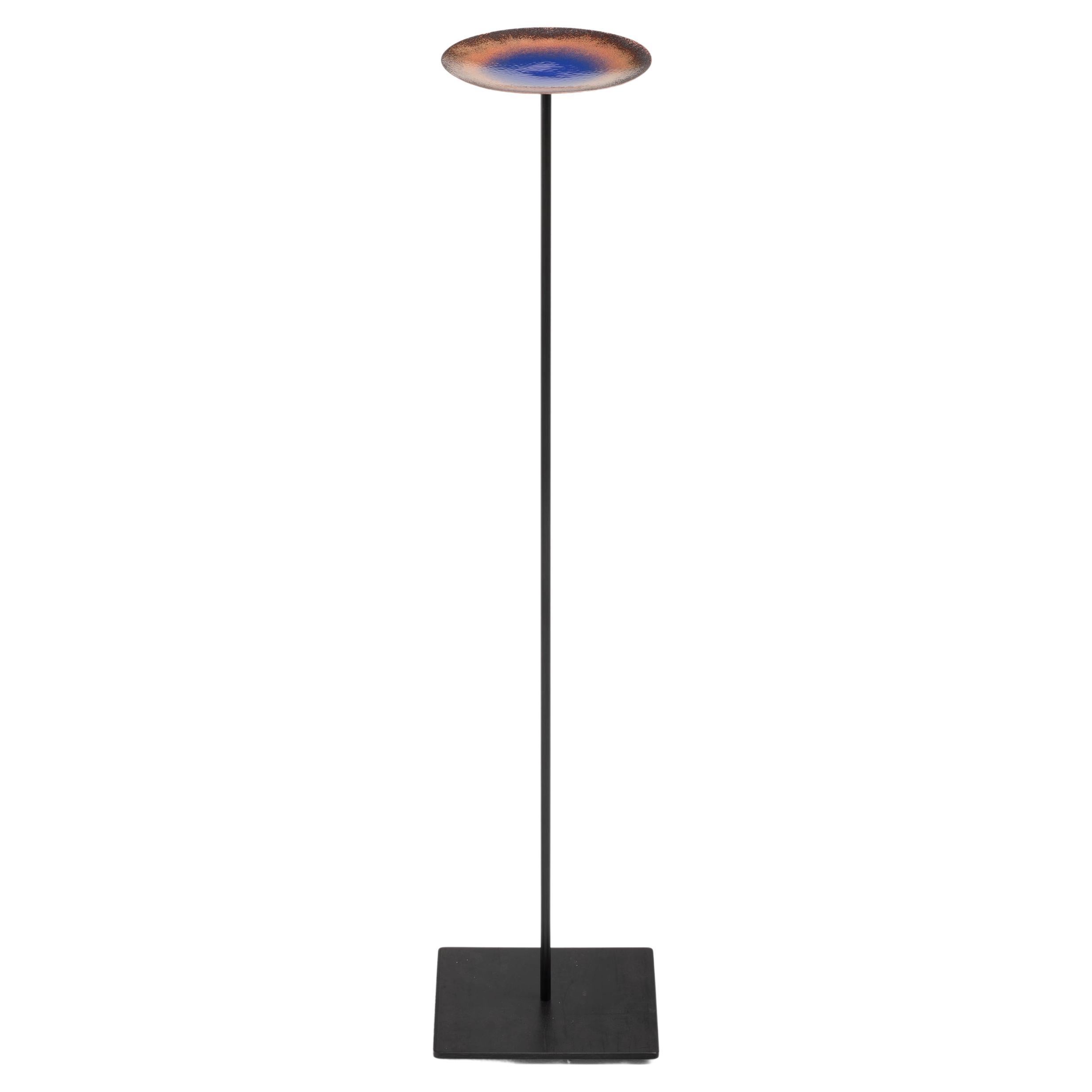Enameled Specola - Dish on Floor Stand - Fire Enamel on Copper For Sale