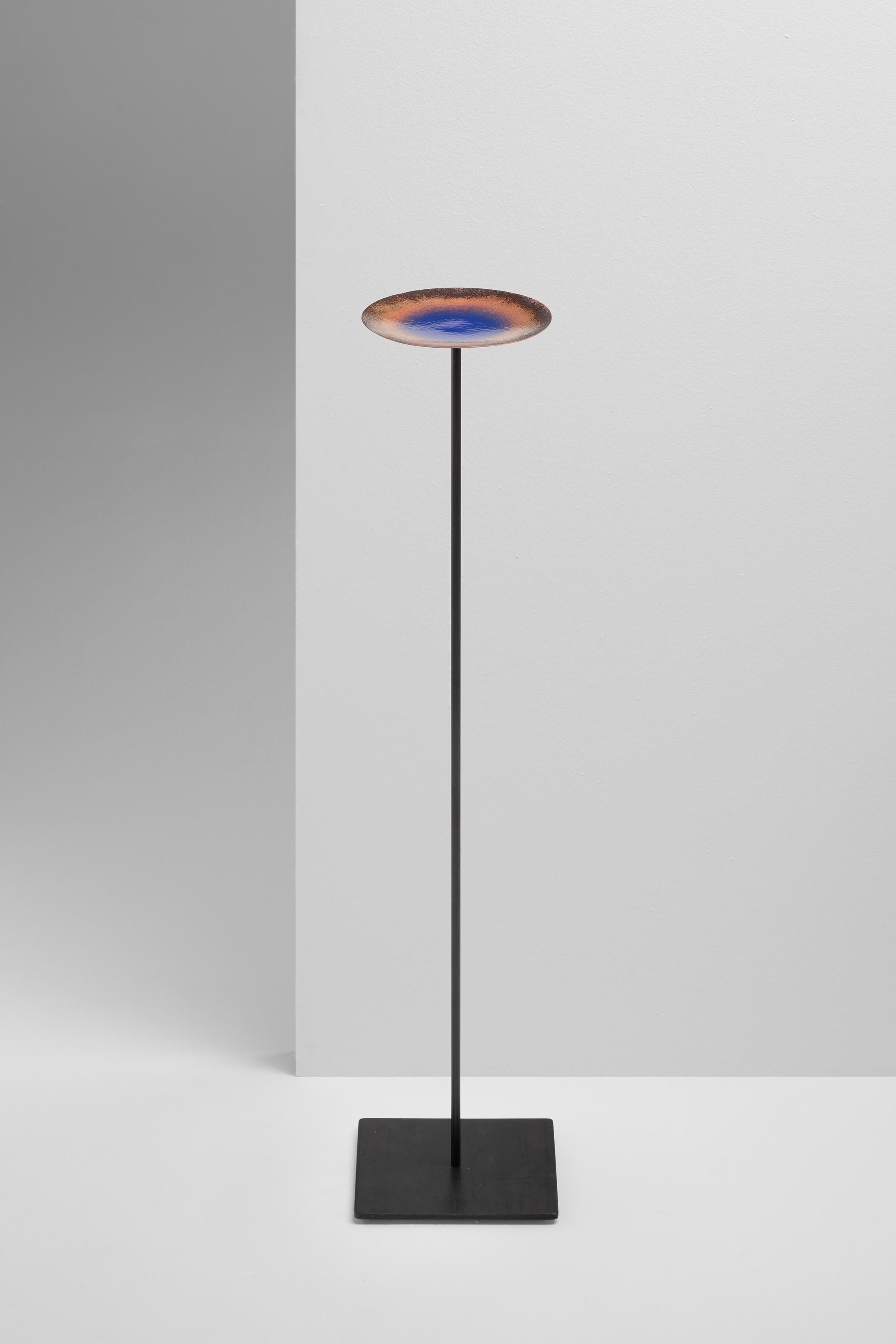 Contemporary Specola, Dish on Floor Stand, Fire Enamel on Copper For Sale