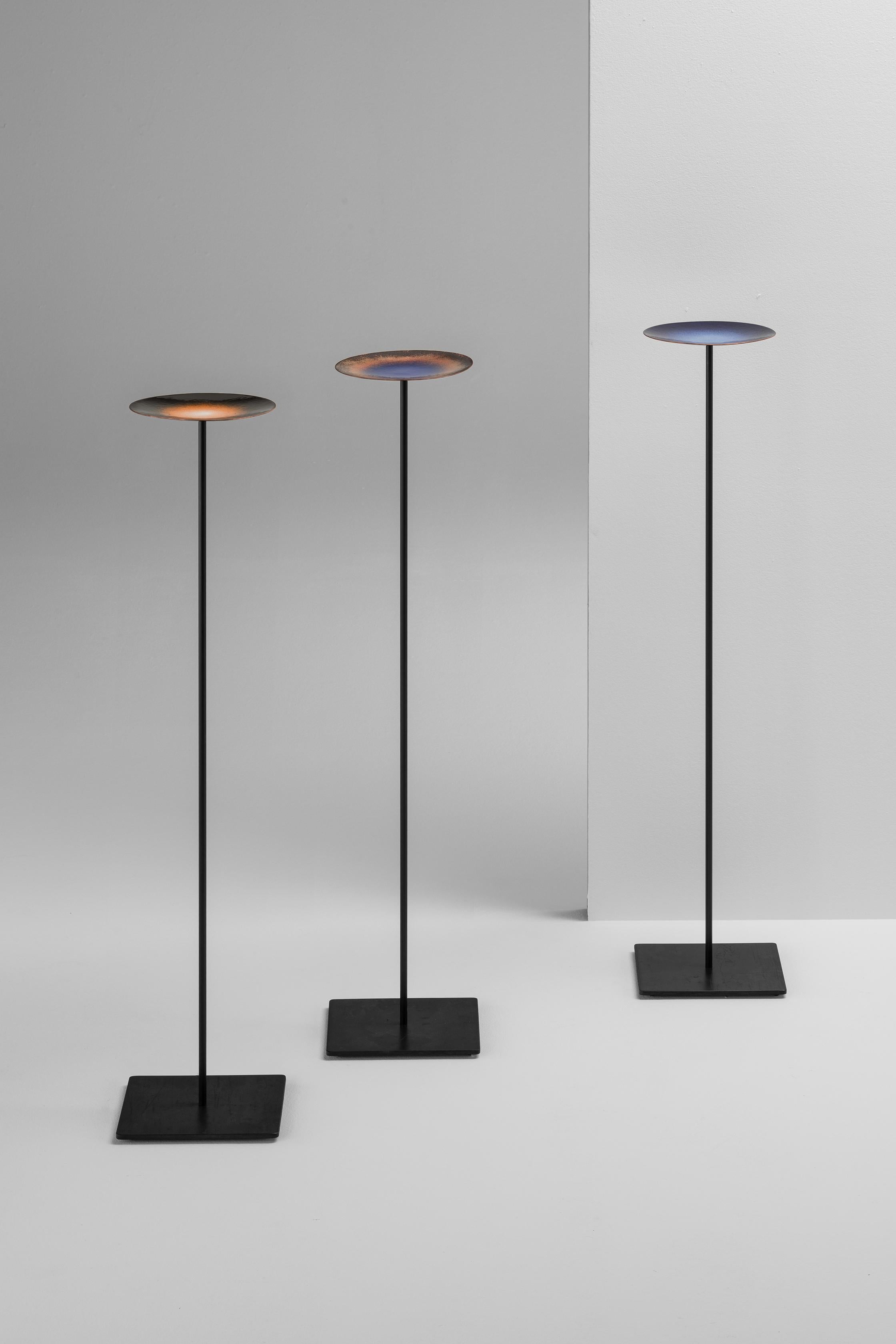 Contemporary Specola, Dish on Floor Stand, Fire Enamel on Copper For Sale
