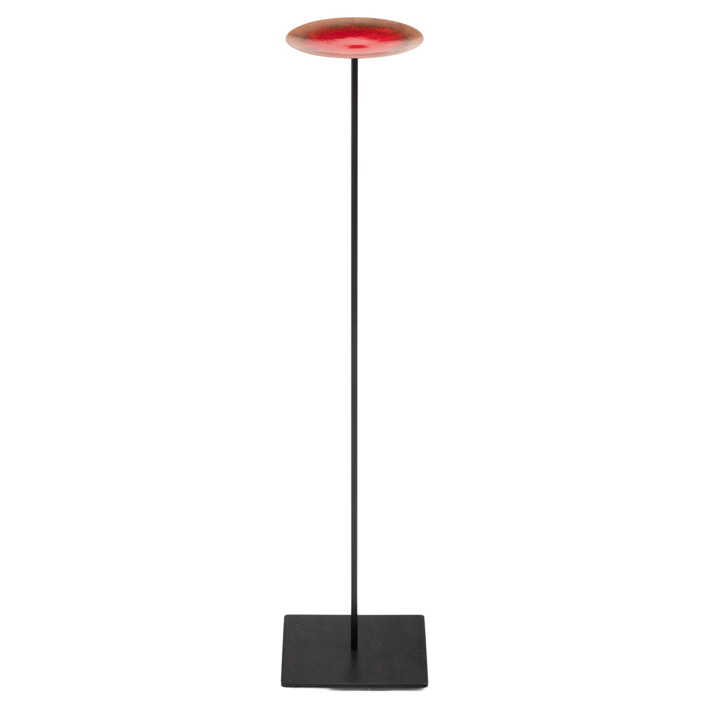 Specola, Dish on Floor Stand, Fire Enamel on Copper For Sale 1
