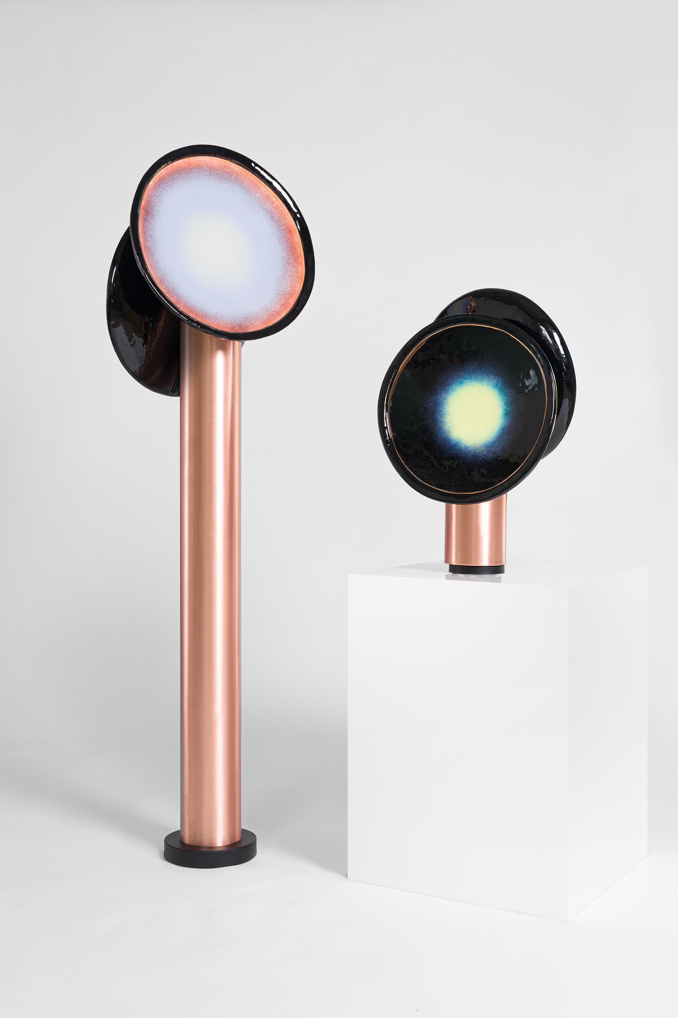 Italian Specola - Led Rotating Floor Lamp - Fire Enamel on Copper - Stripe Led 34w 3000k For Sale