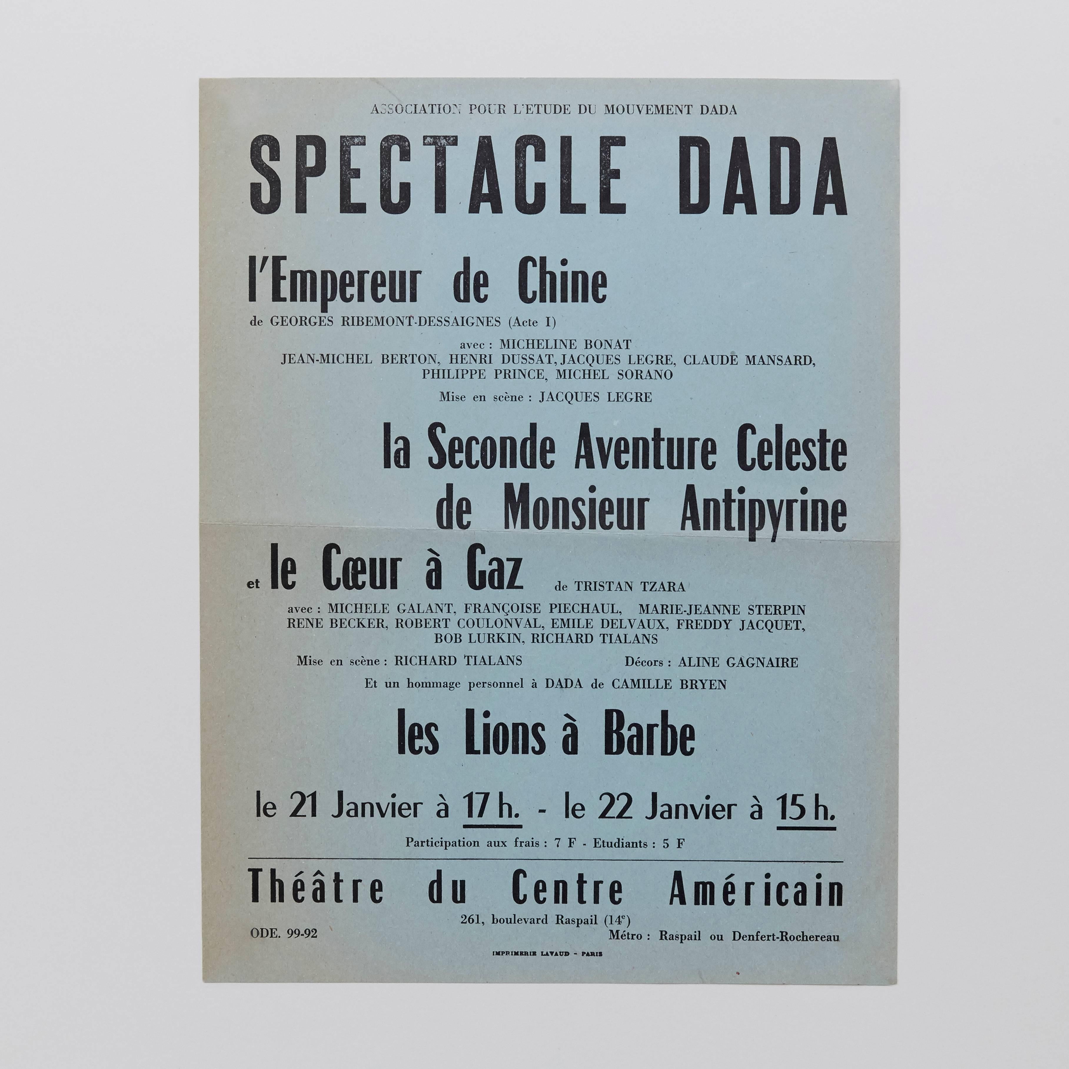 Mid-Century Modern Spectacle Dada Tristan Tzara Ribemont-Dessaignes Coeur a Gaz Bryen, 1960s For Sale