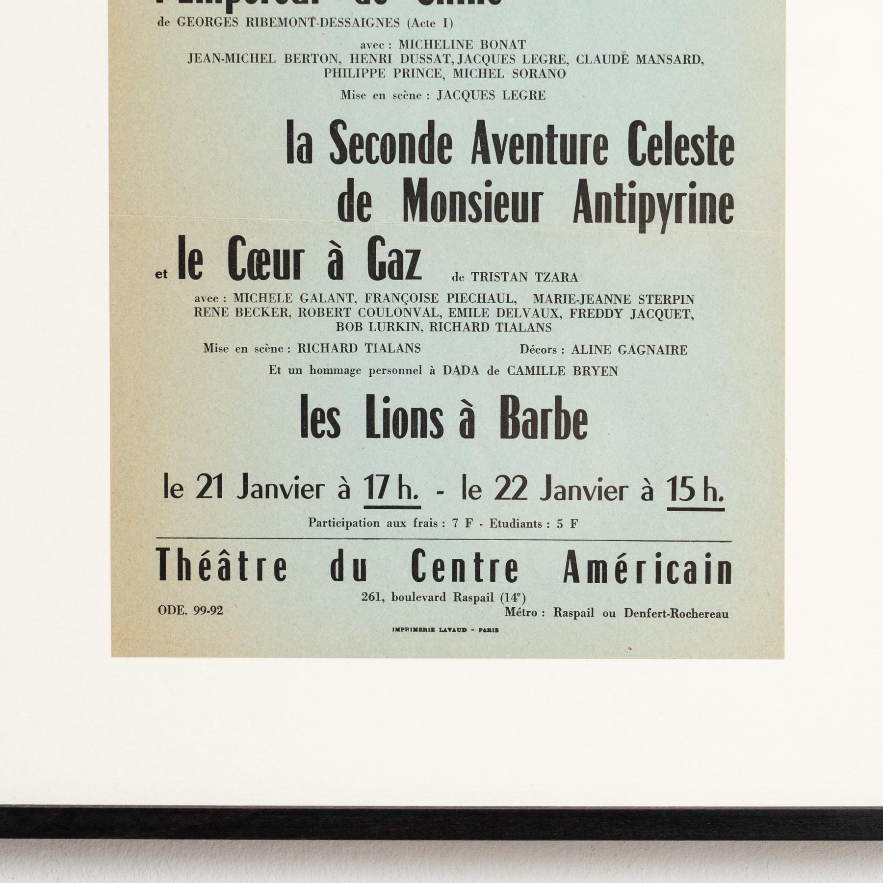 Mid-20th Century Spectacle Dada Tristan Tzara Ribemont-Dessaignes Coeur a Gaz Bryen, 1960s For Sale