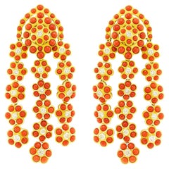 Spectacula Sabbadini Diamond and Coral Chandelier Earrings