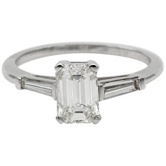 Spectacular 1.21 Carat Emerald Cut Diamond G VVS1 Tapered Diamond Side Ring