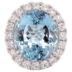 Spectaculaire bague cocktail d'affirmation en aigue-marine et diamants 12,51 carats