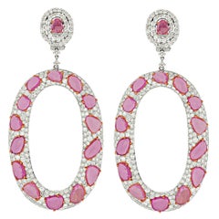 Spectaculaires boucles d'oreilles en saphir rose de 12,62 carats et diamants