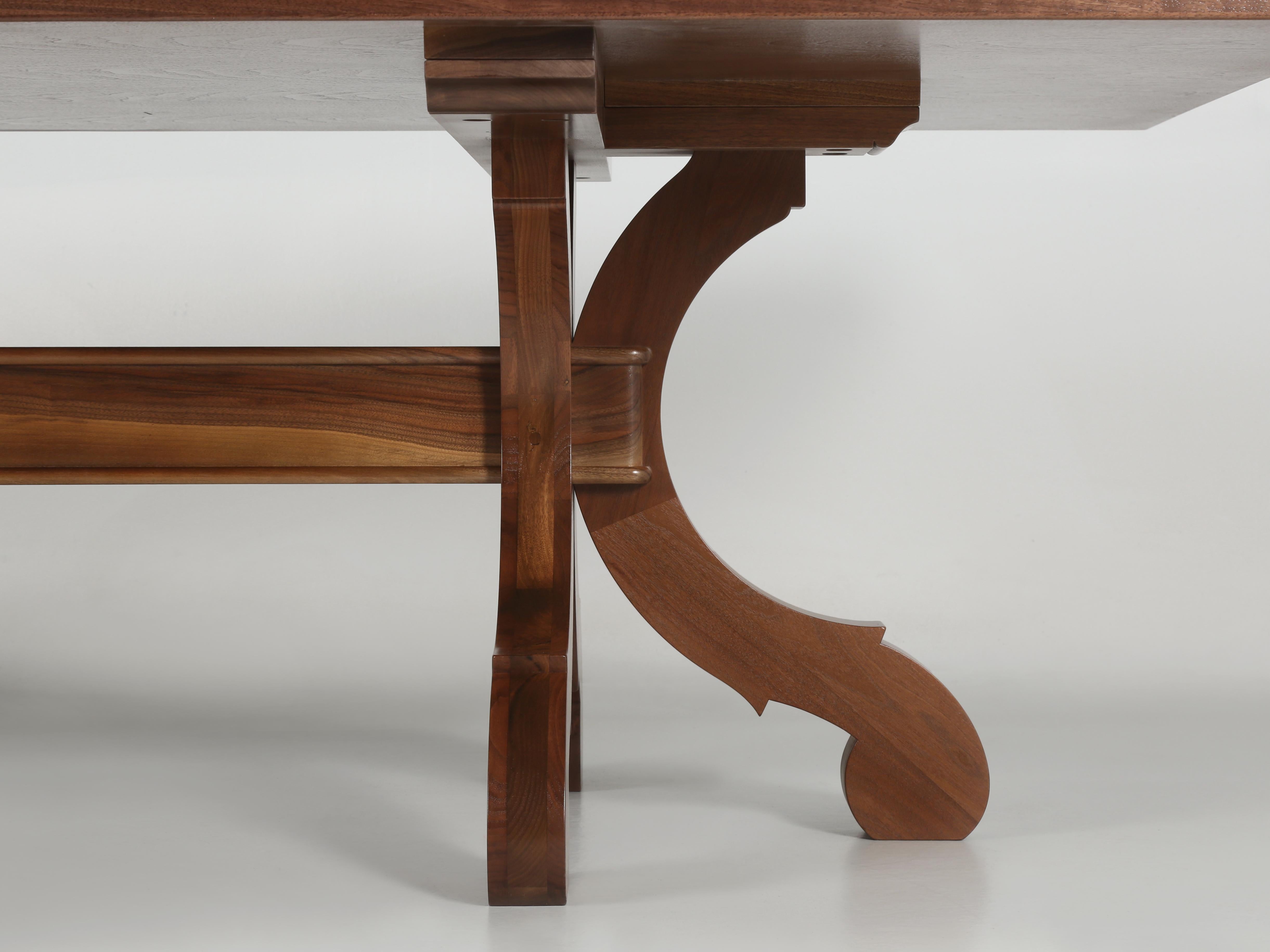 Spectacular Walnut Dining Table Made in Chicago by Old Plank to Order For Sale 7
