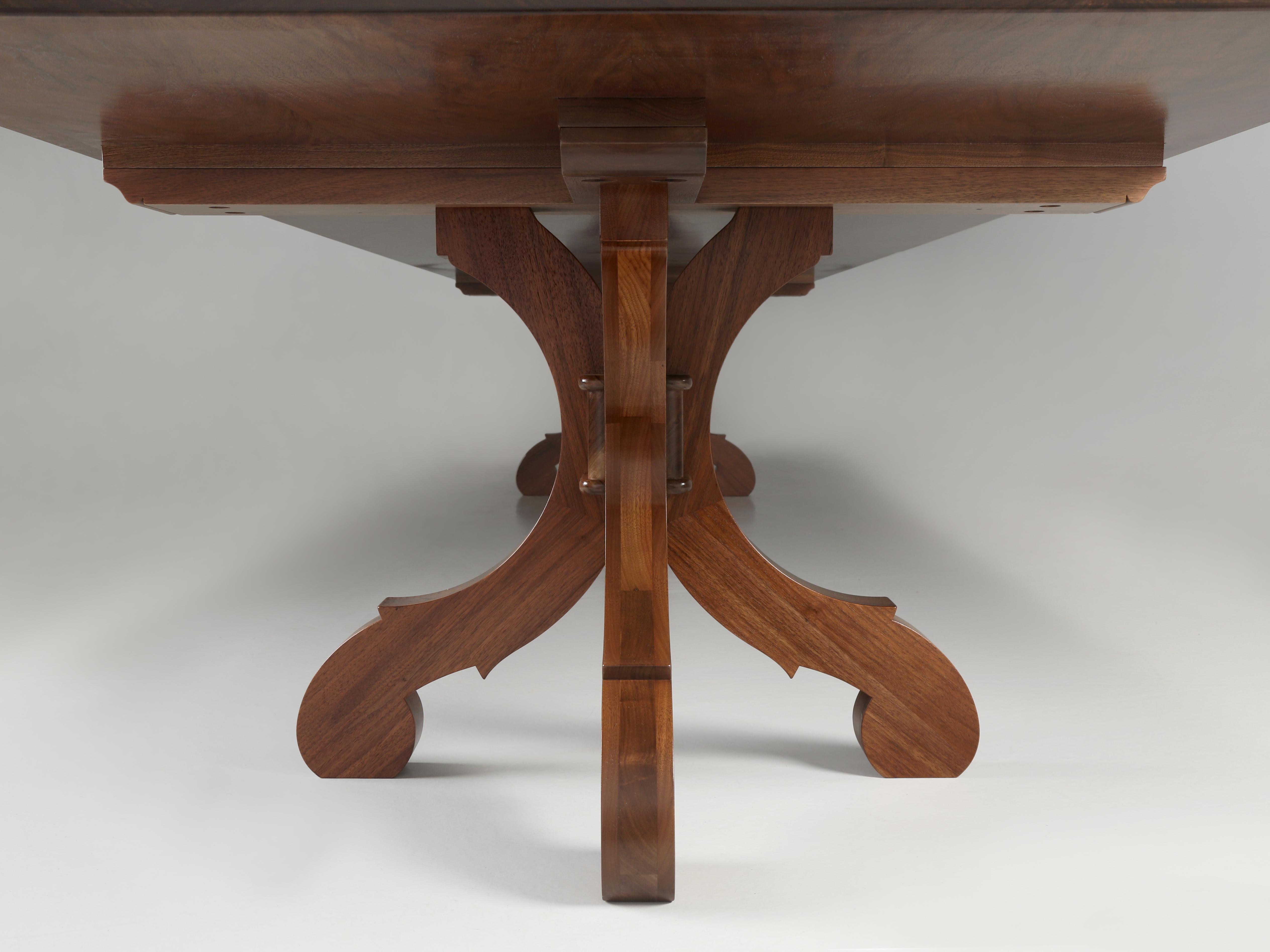 Spectacular Walnut Dining Table Made in Chicago by Old Plank to Order For Sale 10