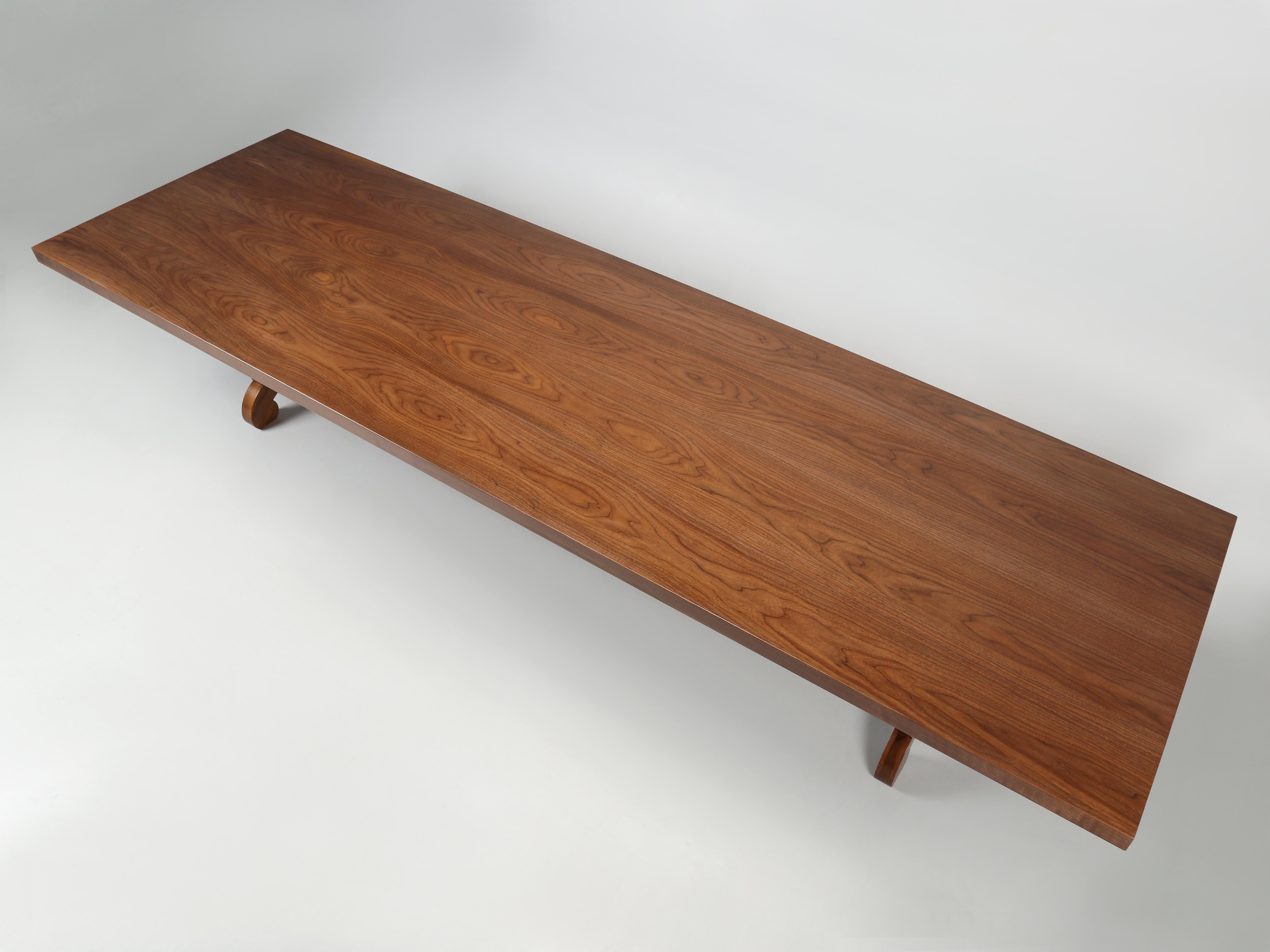 Hand-Carved Spectacular Walnut Dining Table Made in Chicago by Old Plank to Order For Sale