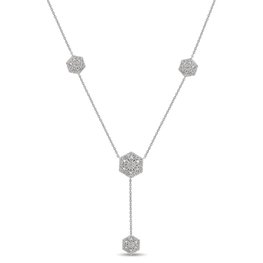 Round Cut Spectacular 14 Karat White Gold and Diamond Necklace For Sale