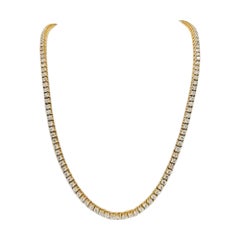 Spectacular 14K Gold Natural Diamond Tennis Necklace, 12.8 CTW, 24”