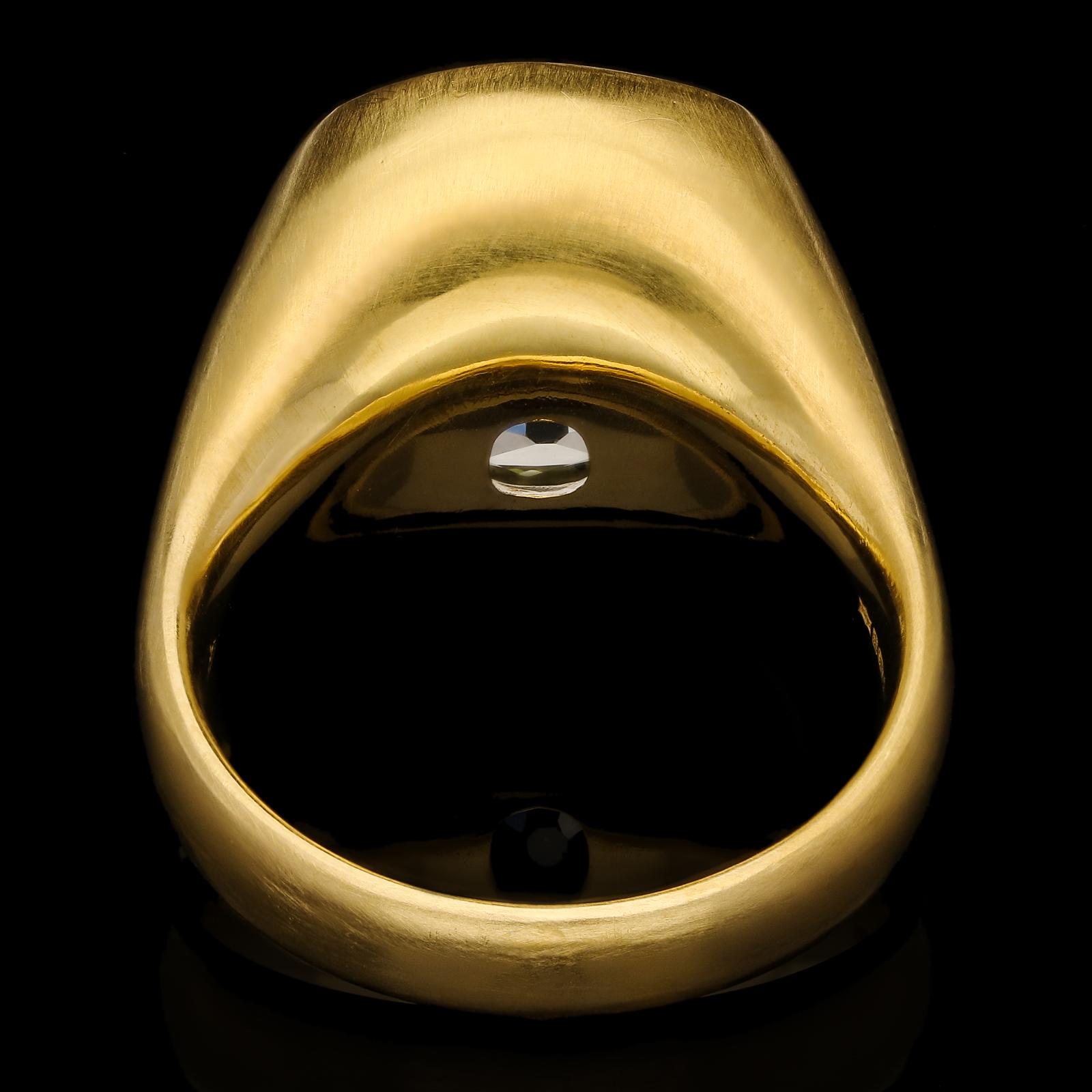 Spectacular 15.80 Carat Old Mine Cushion Cut Diamond Gold 'Gypsy' Ring, Hancocks In New Condition In London, GB