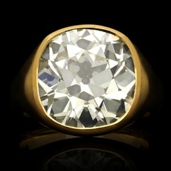 Spectacular 15.80 Carat Old Mine Cushion Cut Diamond Gold 'Gypsy' Ring, Hancocks