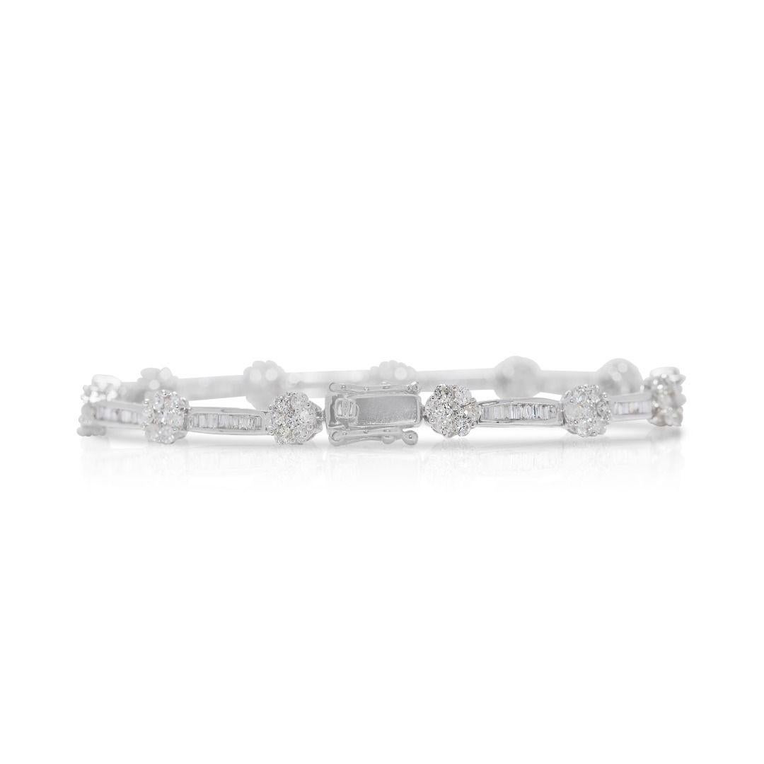 Spectacular 1.75ct Natural Diamond 18K White Gold Bracelet For Sale 1