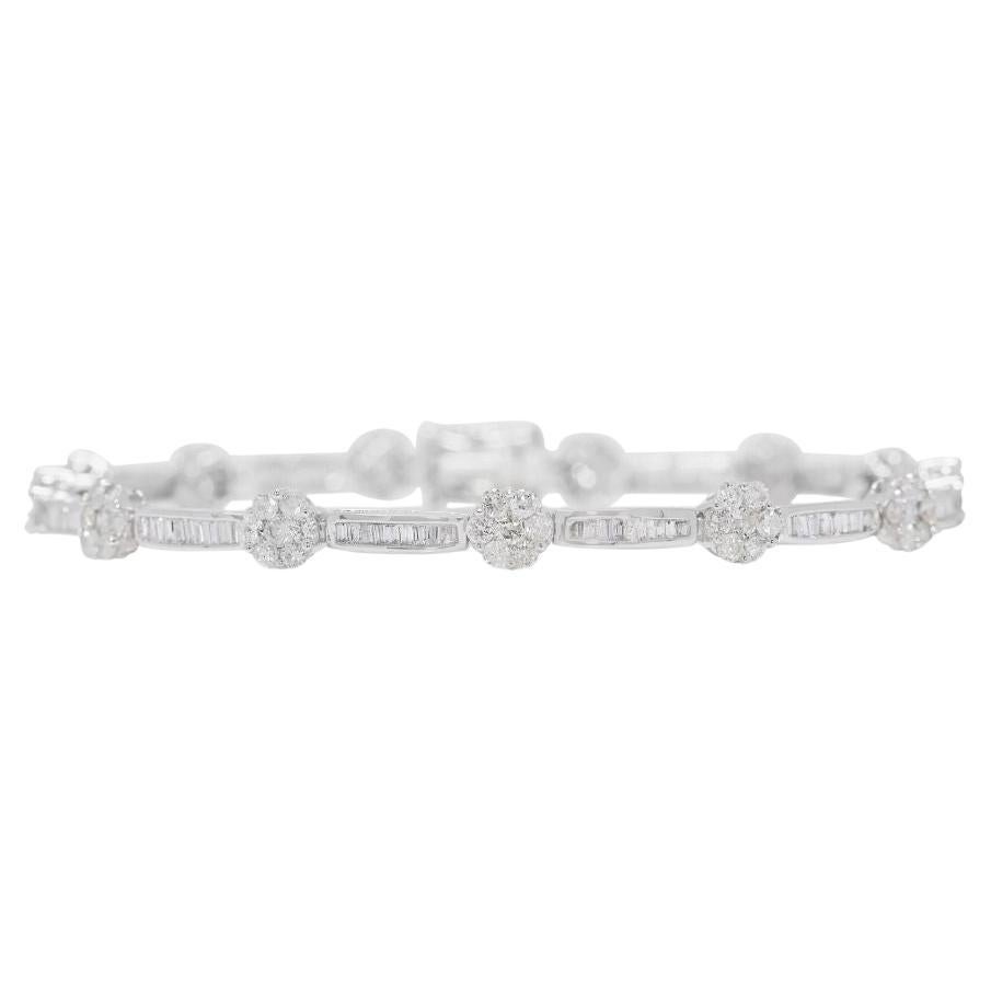 Spectacular 1.75ct Natural Diamond 18K White Gold Bracelet