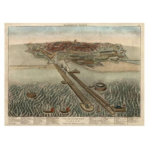 Spectacular 1770 Bird's-Eye View of Dunkirk Harbor by Basset, with 66 Landmarks