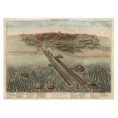 Spectacular 1770 Bird's-Eye View of Dunkirk Harbor by Basset, with 66 Landmarks