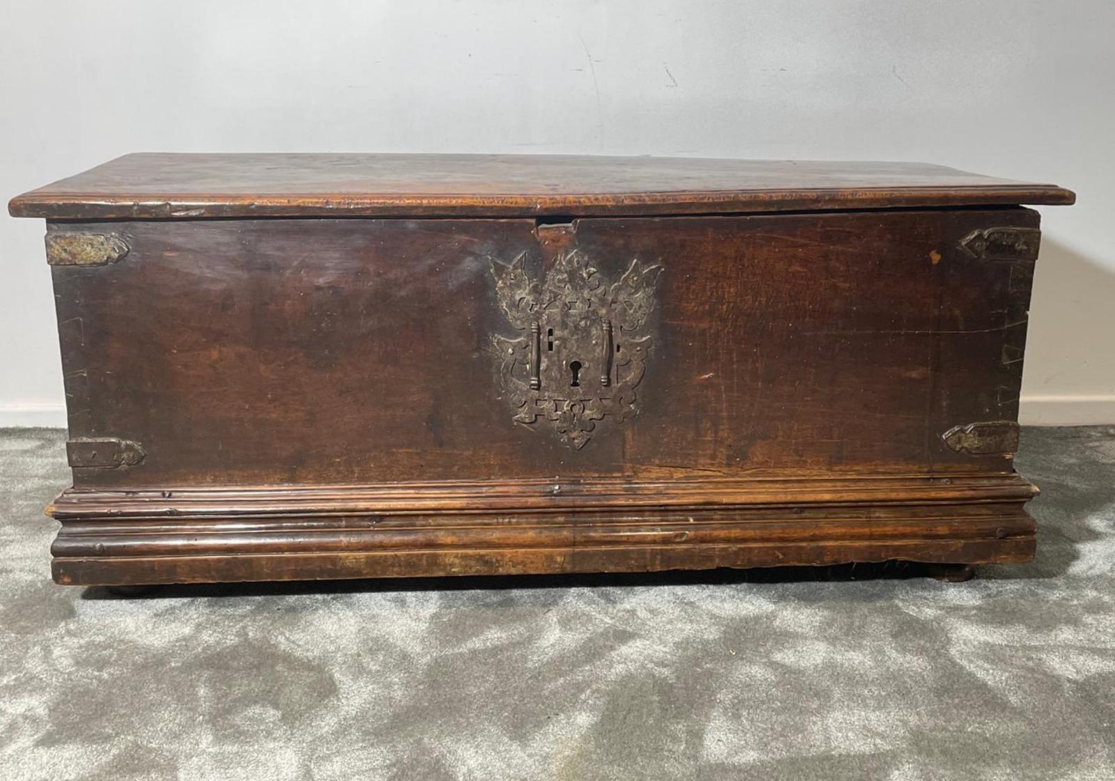 Walnut Spectacular 17th Century Spanish Chest For Sale