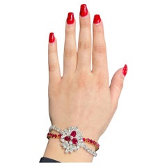 Spektakuläre 18,20ct Rubin & Diamant-Armband in 18K Gold High Jewelry Statement