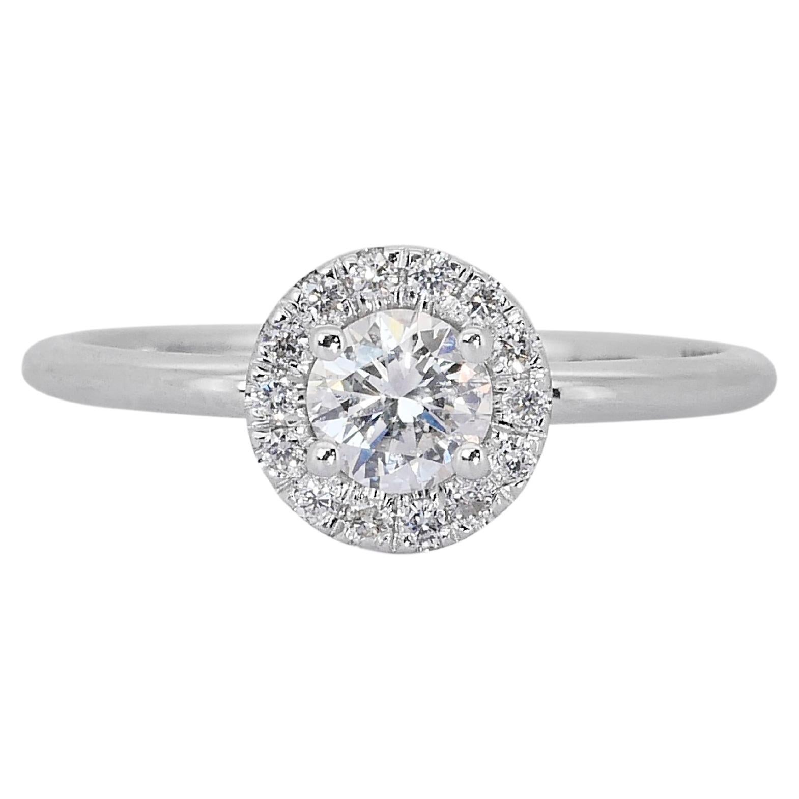 Spectacular 18K White Gold Solitaire Natural Diamond Ring w/ 0.80ct - GIA Cert  For Sale