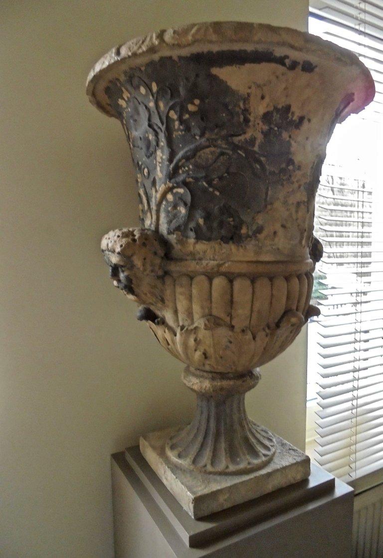 Louis XVI Spectacular 18th Century Carved Limestone Garden Vase, France 1780. For Sale