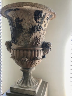 Spectacular 18th Century Carved Limestone Garden Vase, France 1780.