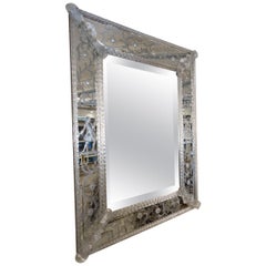 Antique Spectacular 1920s-1930s Rectangular Venetian Mirror from France