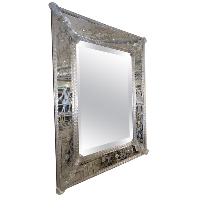Spectacular 1920s 1930s Rectangular Venetian Mirror From France