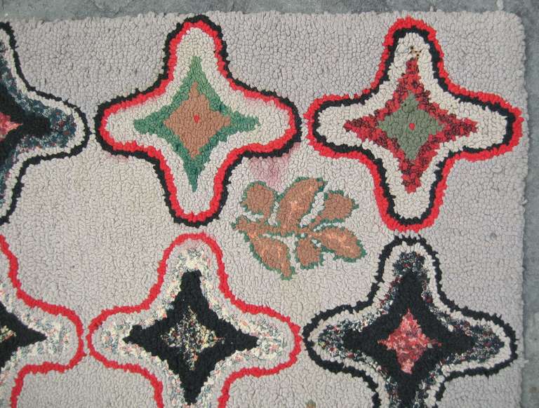 20ième siècle Spectaculaire tapis crochet géométrique d'art populaire américain des années 1920 en vente