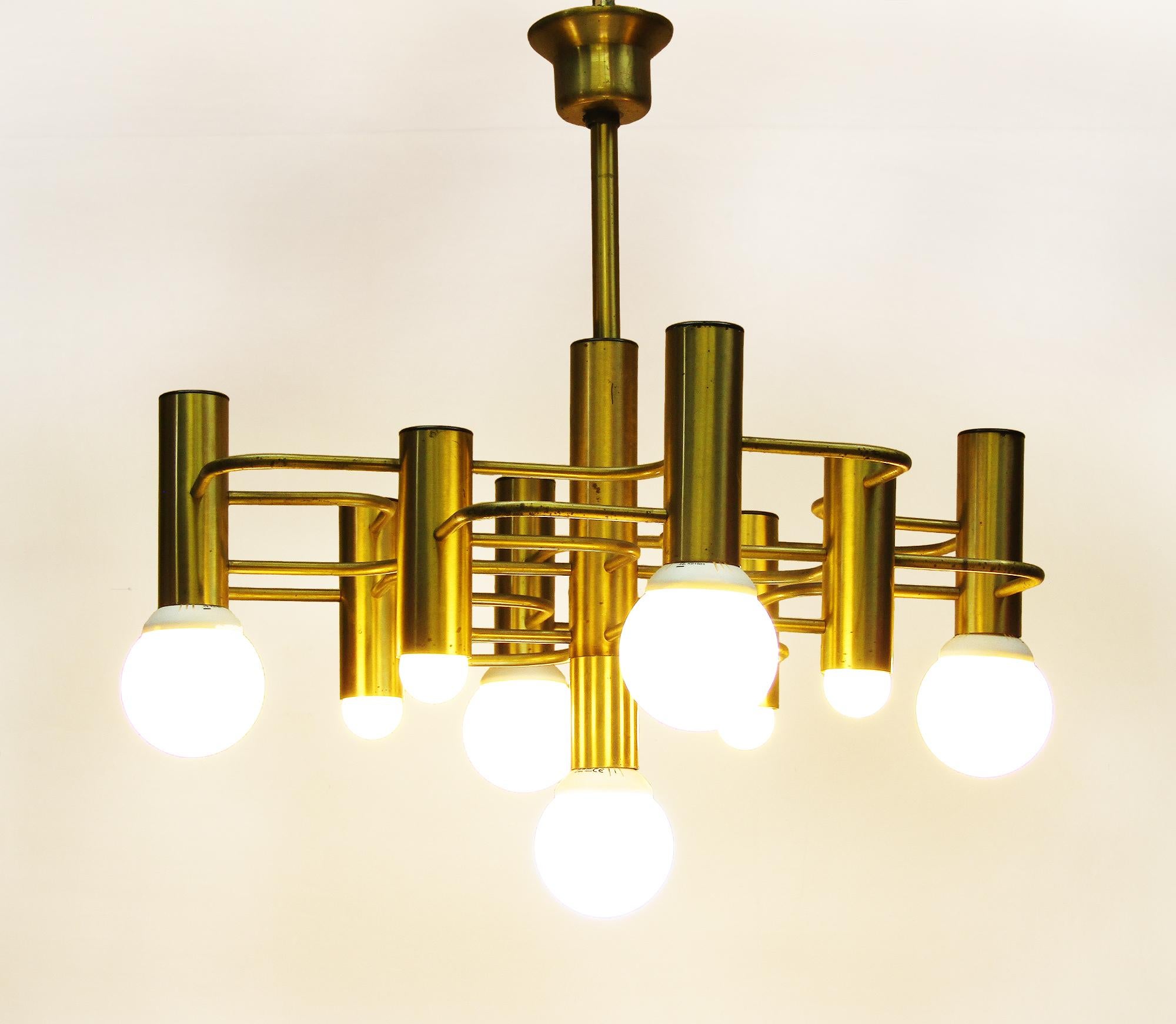 Mid-Century Modern Spectacular 1960s Italian Chandelier By Gaetano Sciolari For Boulanger