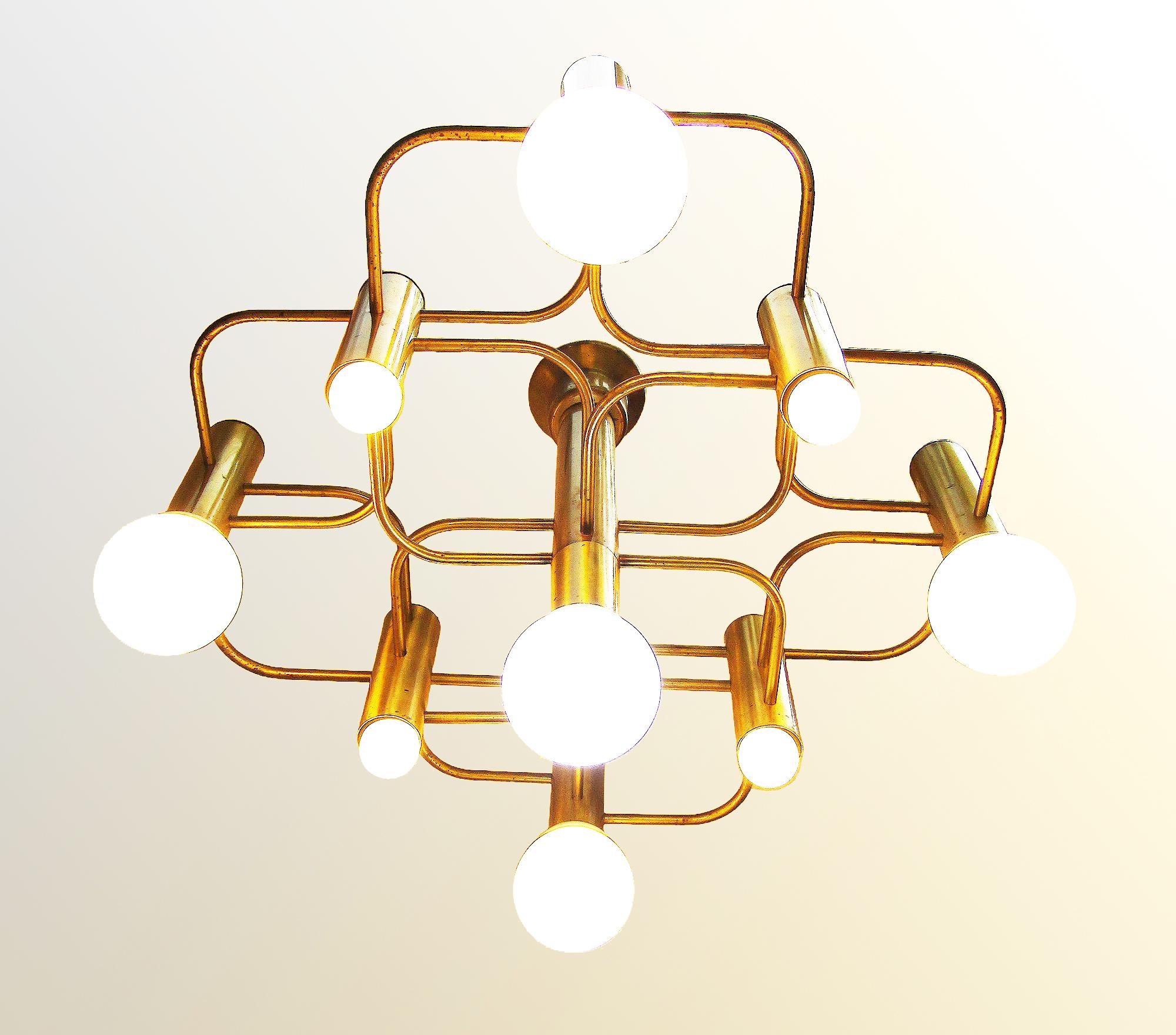 Brass Spectacular 1960s Italian Chandelier By Gaetano Sciolari For Boulanger