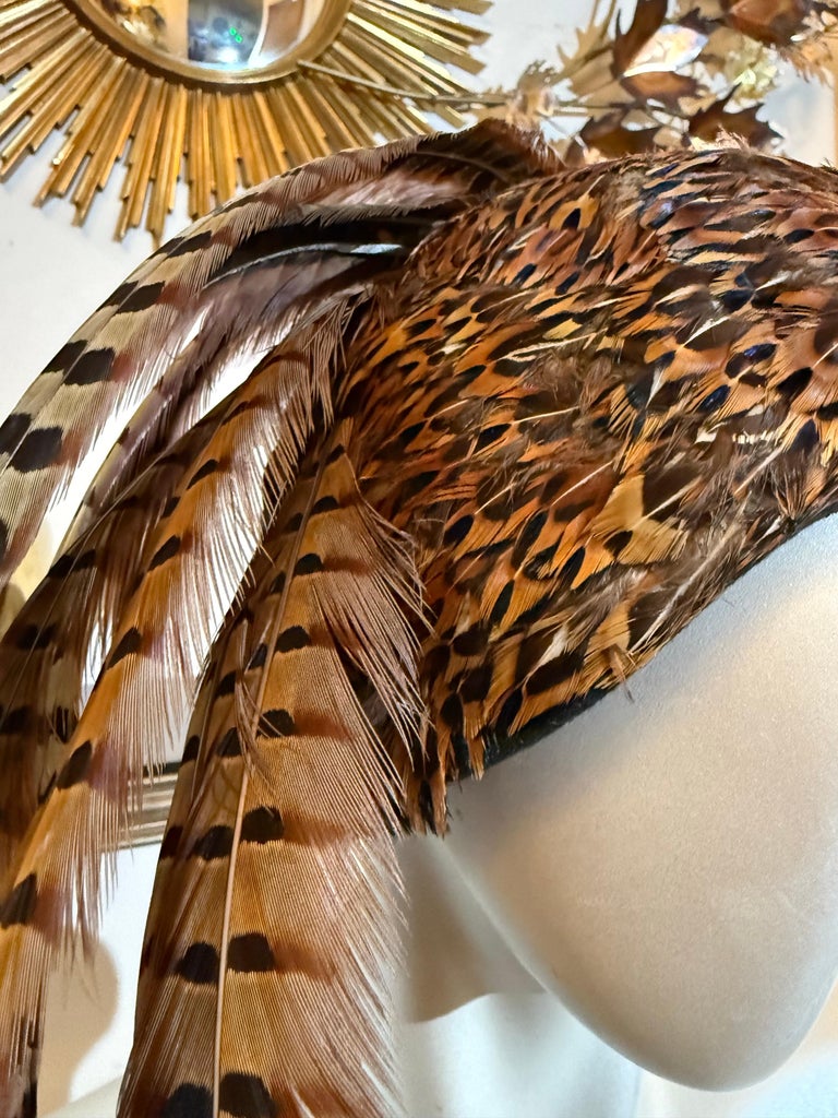Spectacular 1960s Jack McConnell Pheasant Feather Cloche Hat  display picture 3