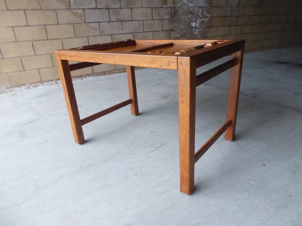 Spectacular 1970s Artisan-Made Backgammon Table with Checkers 11