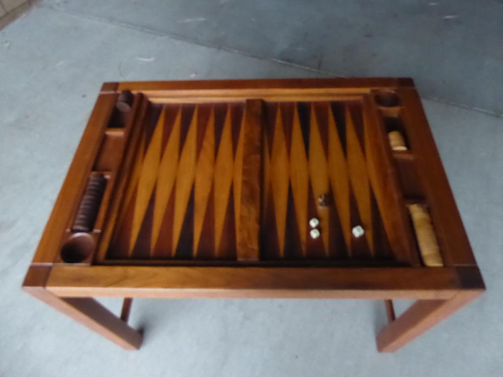 Late 20th Century Spectacular 1970s Artisan-Made Backgammon Table with Checkers