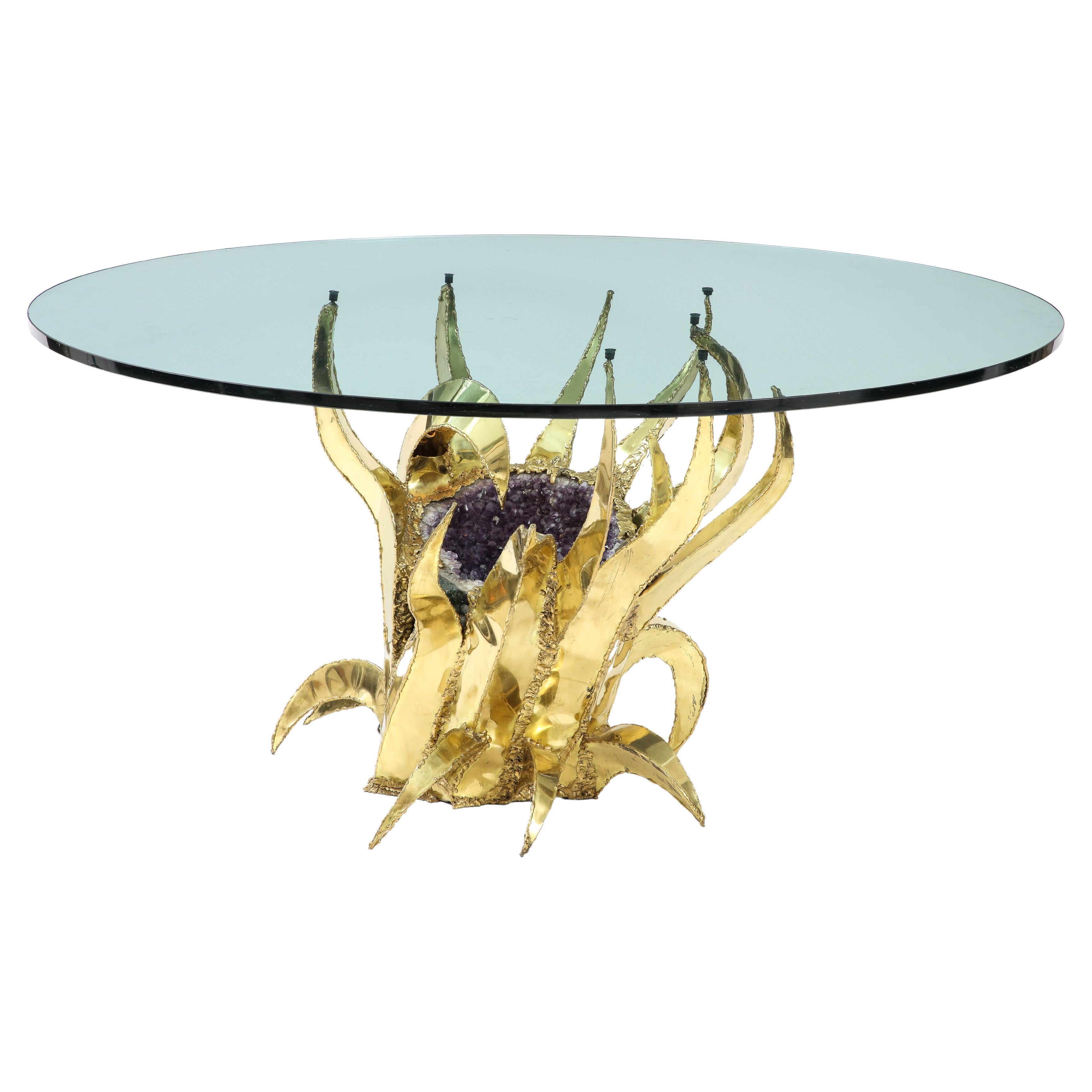 Spectacular 1970's Brutalist Amethyst Geode Table For Sale