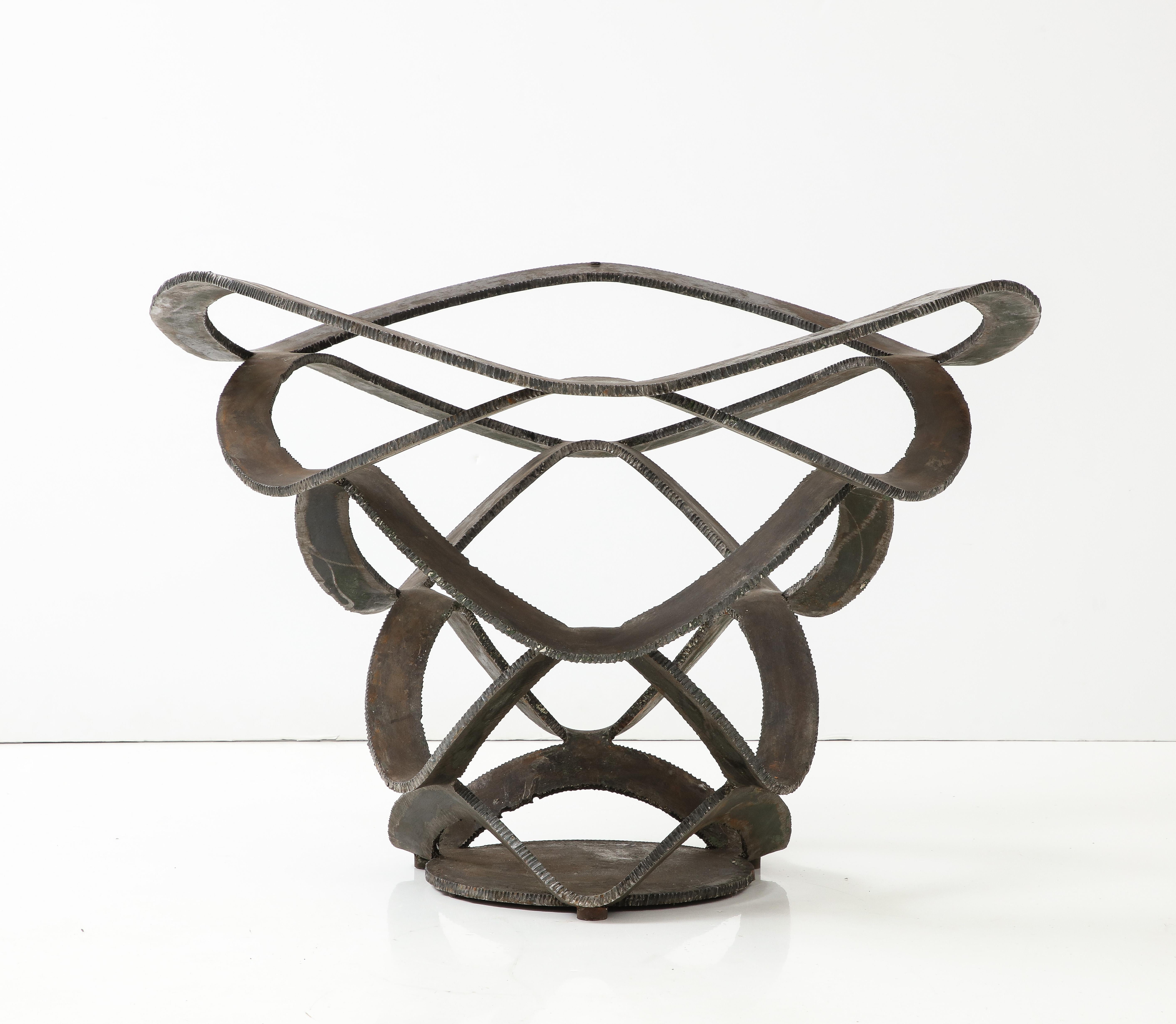 Spectaculaire table en acier forgé et pierre de labradorite des années 1970 de The Moderns 1