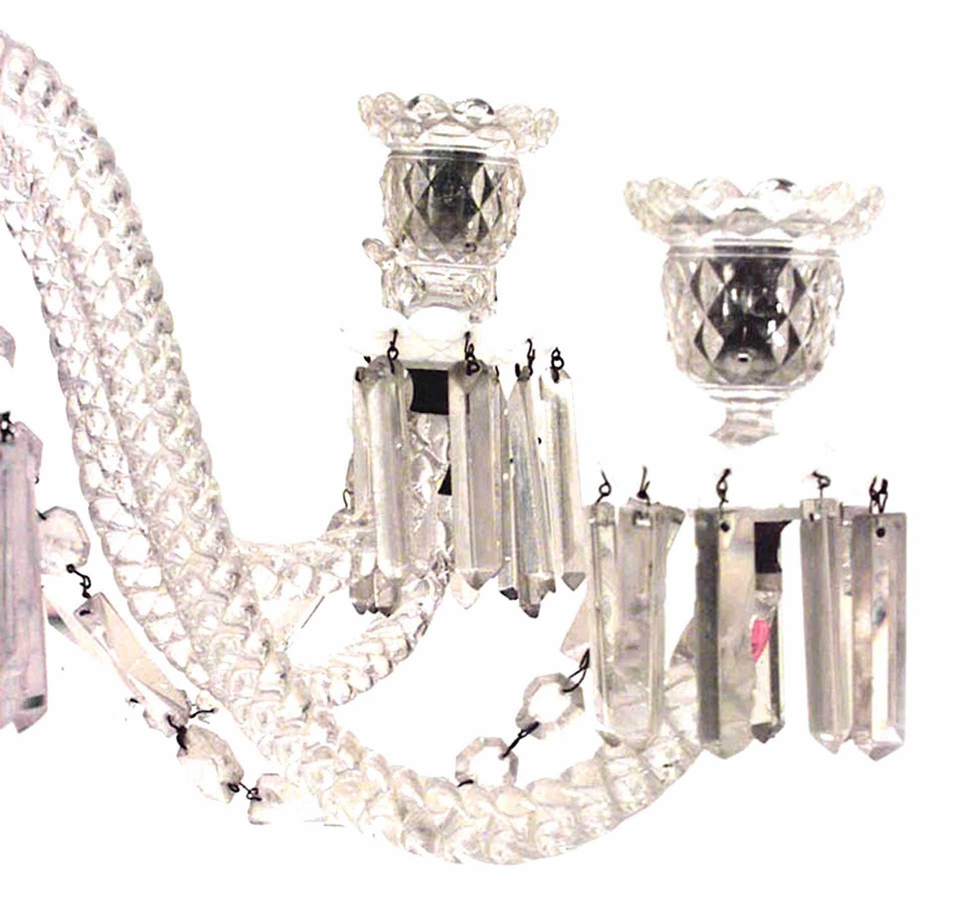 Neoclassical Osler English 2-Tier Swirl Crystal Chandelier For Sale