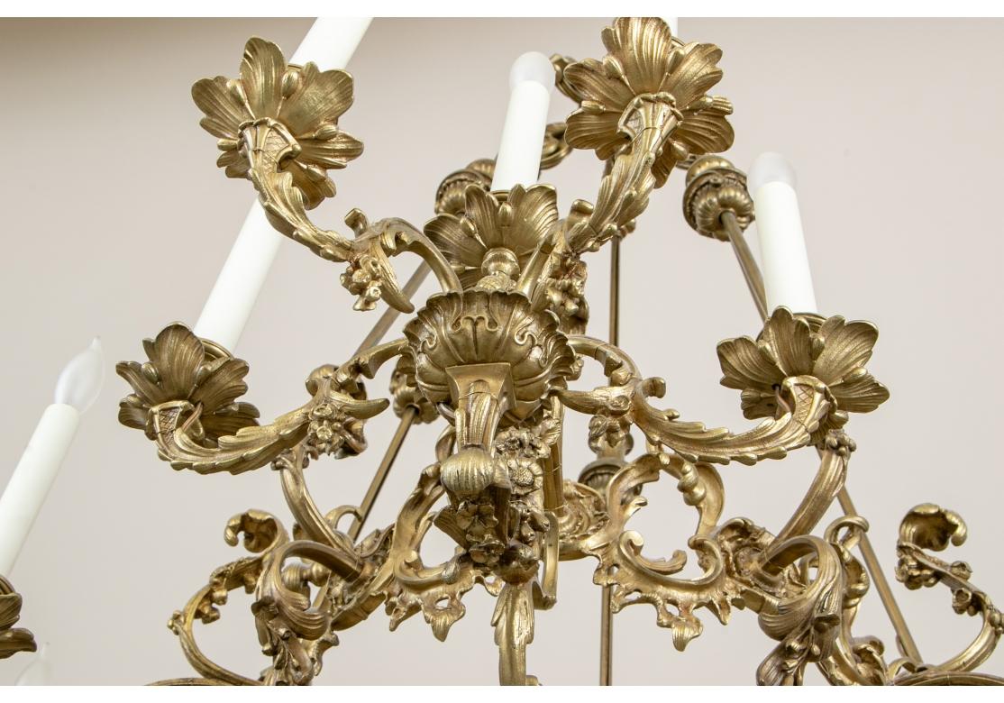 Spectacular 19th C. French Bronze Openwork 20 Light Chandelier For Sale 3