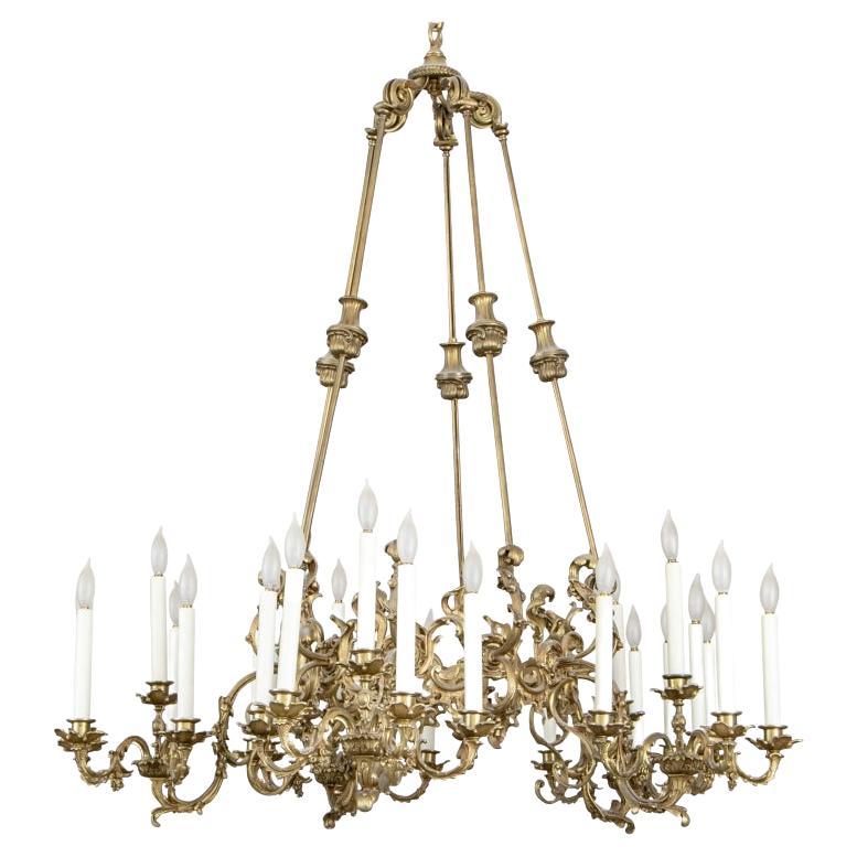 Spectacular 19th C. French Bronze Openwork 20 Light Chandelier For Sale