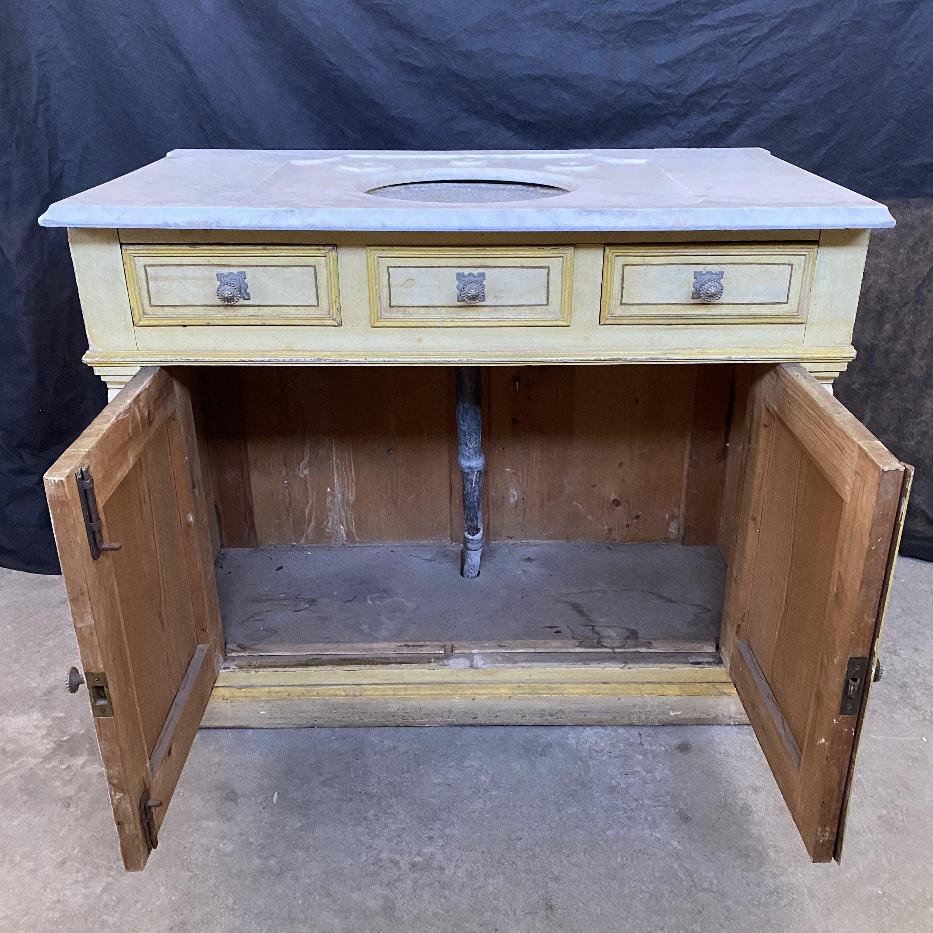 Spectacular 19th Century French Marble Countertop Sink Cabinet For Sale 5
