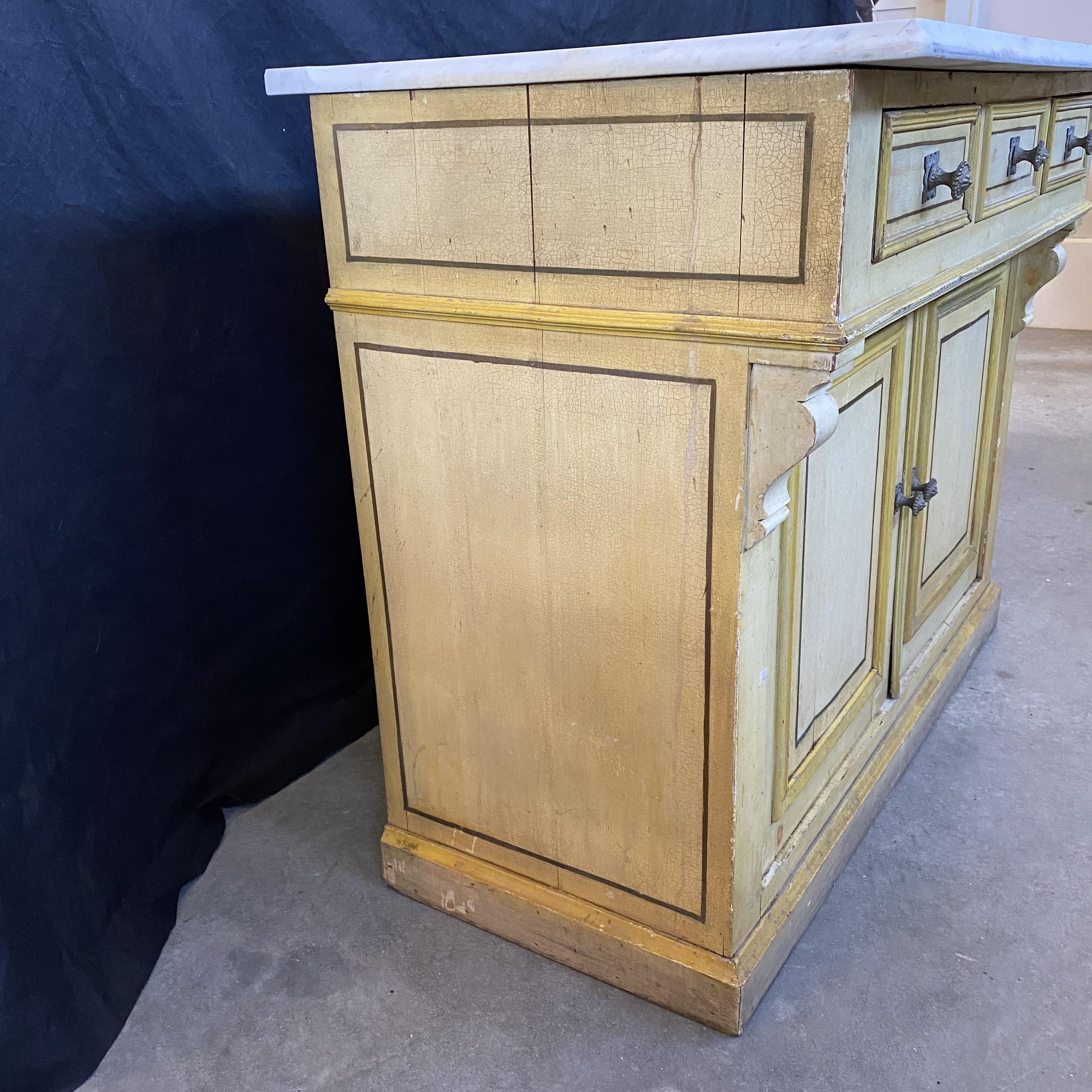 Spectacular 19th Century French Marble Countertop Sink Cabinet For Sale 6